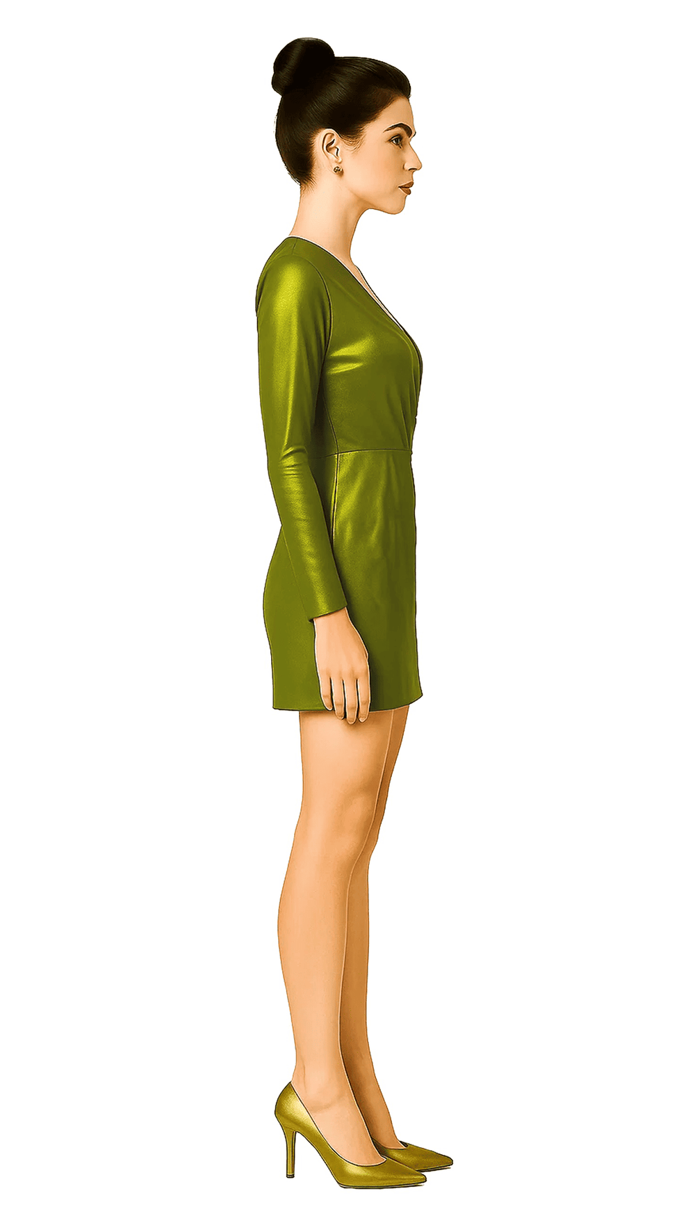 Metallic Olive Wrap Dress