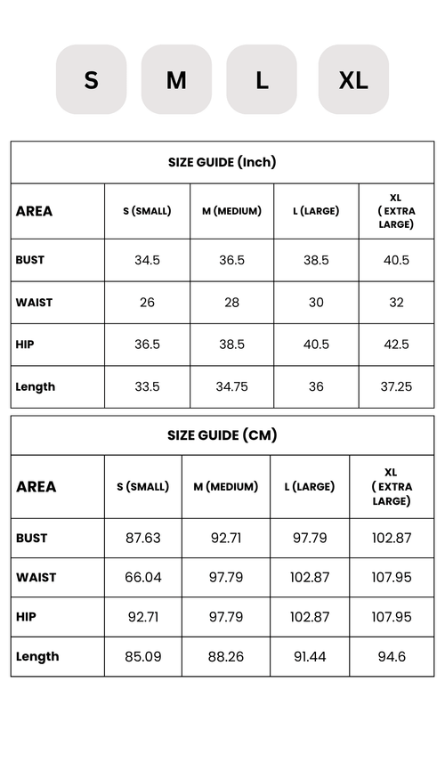 Round Midi Dress Size Chart